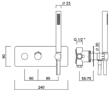 EGO - F8279 - Recessed thermostatic shower set with hand shower by Rubinetteria Giulini - view 3